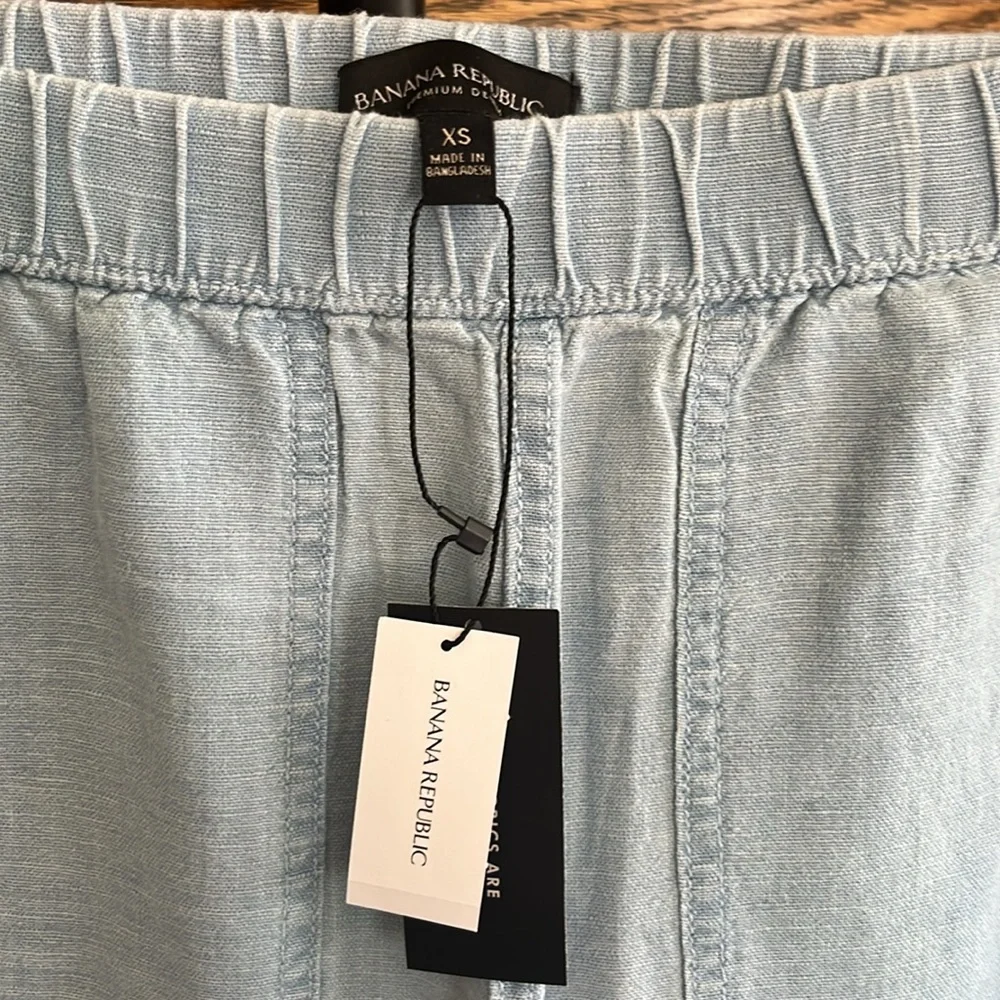 Banana Republic Linen Blend Pants Light Blue Cropped Lightweight Sz XS NWT